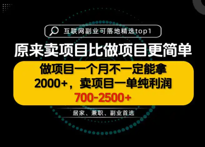 一单利润700-2.5K+，为什么我们要卖项目而不是做项目，我们普通人应该怎样开始？【揭秘】-豌豆轻创