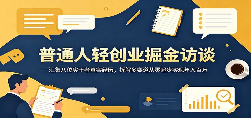 普通人轻创业掘金访谈：汇集八位实干者真实经历，拆解多赛道从零起步实现年入百万-豌豆轻创