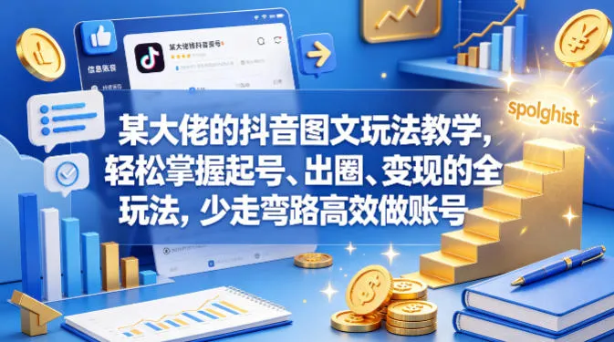 某大佬的抖音图文玩法教学，轻松掌握起号、出圈、变现的全套玩法，少走弯路高效做账号-豌豆轻创