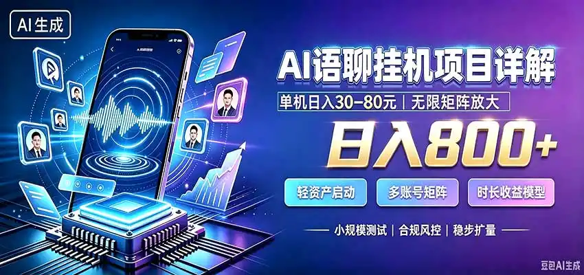 AI语聊挂机，日入800+，适用个人副业，工作室矩阵操作-豌豆轻创