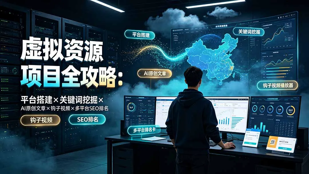 虚拟资源项目全攻略：平台搭建×关键词挖掘×AI原创文章×钩子视频×多平台SEO排名-豌豆轻创
