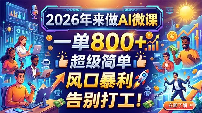 2026年来做AI微课，一单800+，超级简单，风口暴利，告别打工！-豌豆轻创