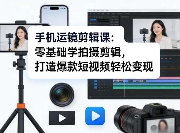 手机运镜剪辑课：零基础学拍摄剪辑，打造爆款短视频轻松变现-豌豆轻创