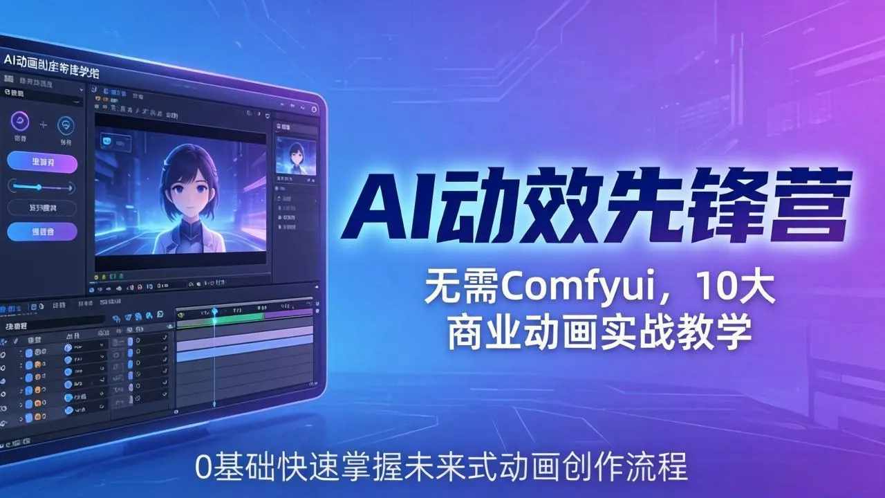 AI 动效先锋营：无需Comfyui，10大商业动画实战教学，0基础快速掌握未来式动画创作流程-豌豆轻创