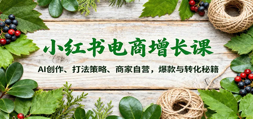 小红书电商增长课：AI创作、打法策略、商家自营，爆款与转化秘籍-轻创