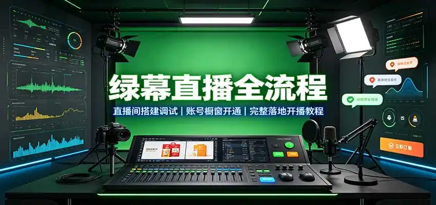 绿幕直播全流程：直播间搭建调试，账号橱窗开通，完整落地开播教程-豌豆轻创