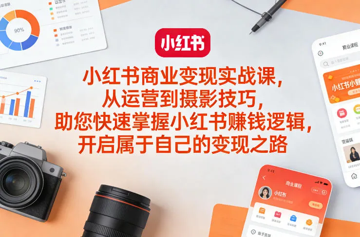 小红书商业变现实战课，从运营到摄影技巧，助您快速掌握小红书賺钱逻辑，开启属于自己的变现之路-豌豆轻创