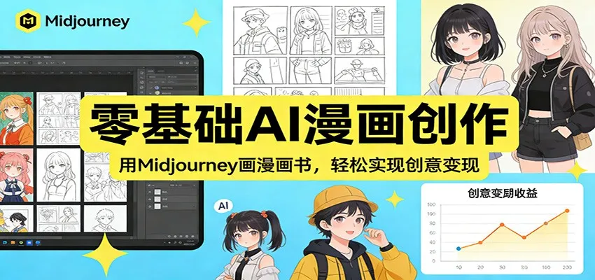 图片[1]-零基础AI漫画创作：用Midjourney画漫画书，轻松实现创意变现-豌豆轻创