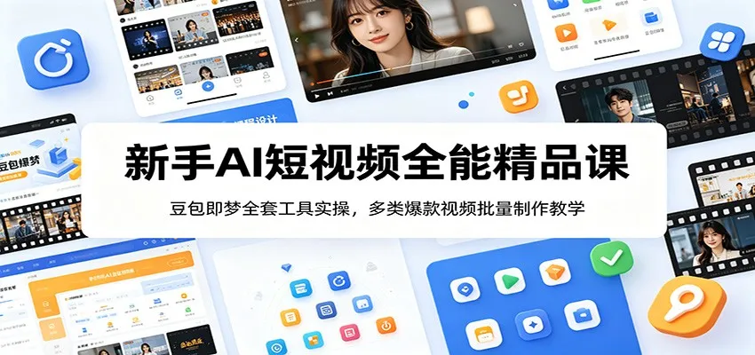 新手AI短视频全能精品课：豆包即梦全套工具实操，多类爆款视频批量制作教学-豌豆轻创