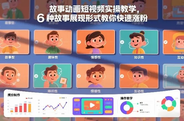 故事动画短视频实操教学，6种故事展现形式教你快速涨粉-轻创