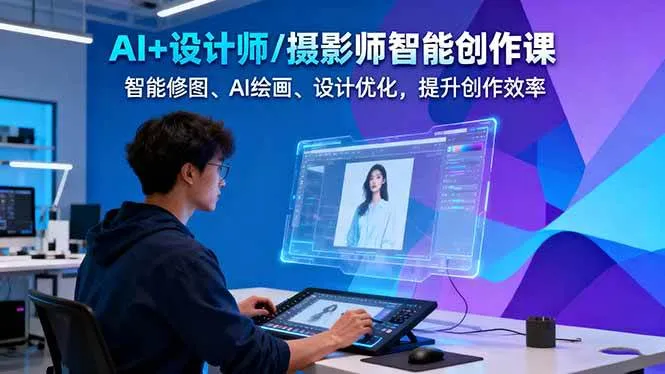 AI+设计师/摄影师智能创作课：智能修图、AI绘画、设计优化，提升创作效率-轻创