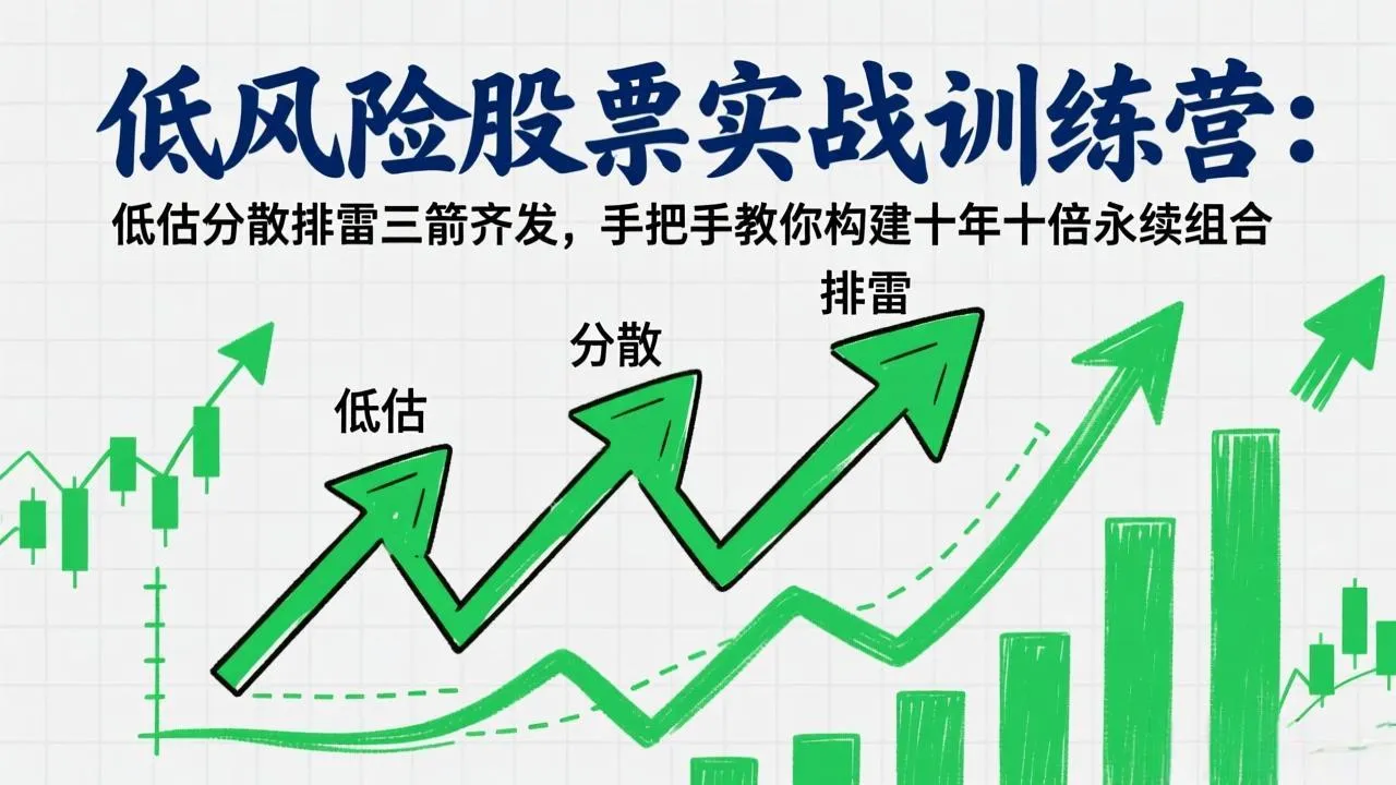 低风险股票实战训练营：低估分散排雷三箭齐发，手把手教你构建十年十倍永续组合-轻创