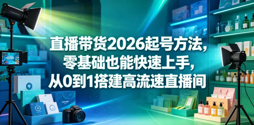直播带货2026起号方法，零基础也能快速上手，从0到1搭建高流速直播间-豌豆轻创