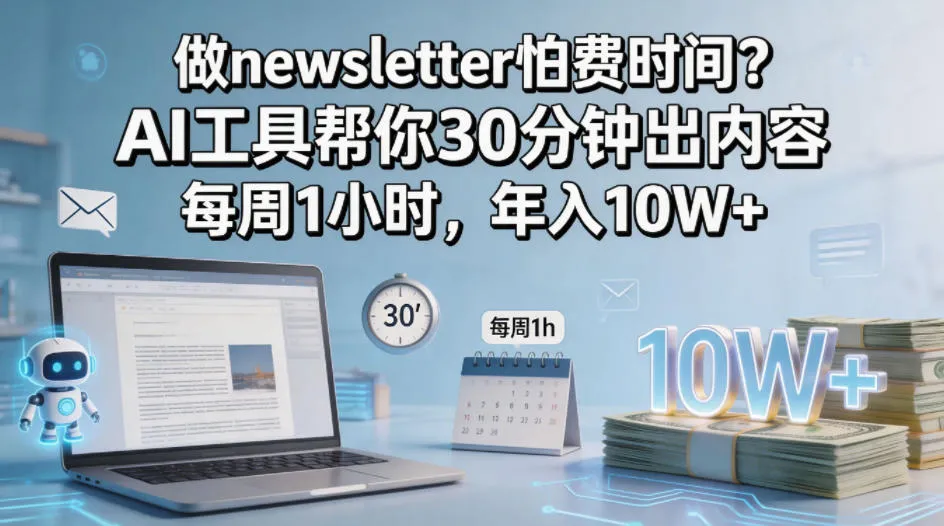 做newsletter怕费时间?AI工具帮你30分钟出内容,每周1小时,年入10W+!【原创双语字幕】
