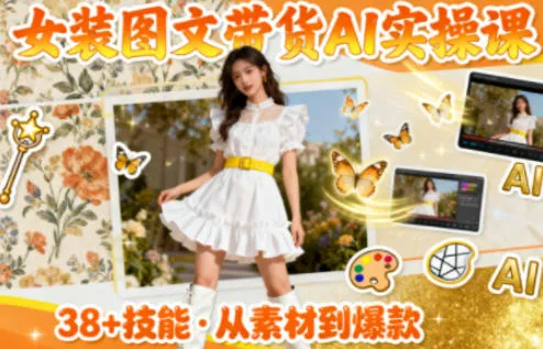 女装图文带货的AI实操课，覆盖38个实用技能，快速提升素材制作效率-轻创