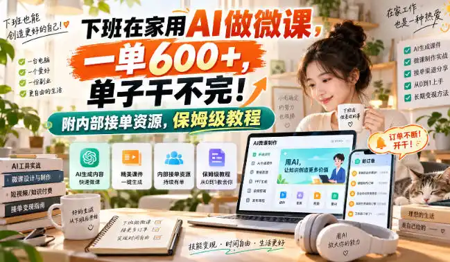 下班在家用AI做微课,一单600+,单子干不完!附内部接单资源,保姆级教程【揭秘】-豌豆轻创