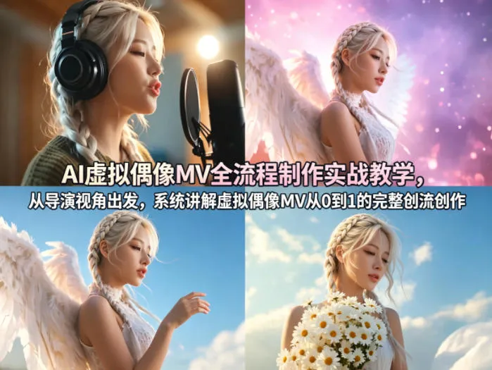 AI虚拟偶像MV全流程制作实战教学，从导演视角出发，系统讲解虚拟偶像MV从0到1的完整创作流程-豌豆轻创