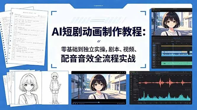AI短剧动画制作教程：零基础到独立实操，剧本、视频、配音音效全流程实战-豌豆轻创