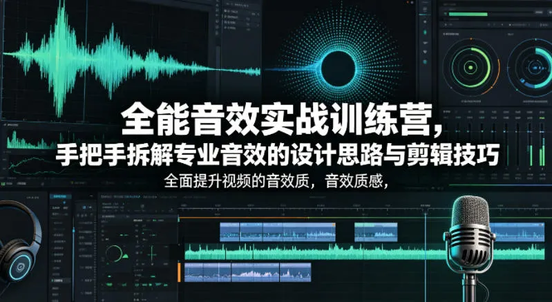 全能音效实战训练营，手把手拆解专业音效的设计思路与剪辑技巧，全面提升视频的音效质感-豌豆轻创