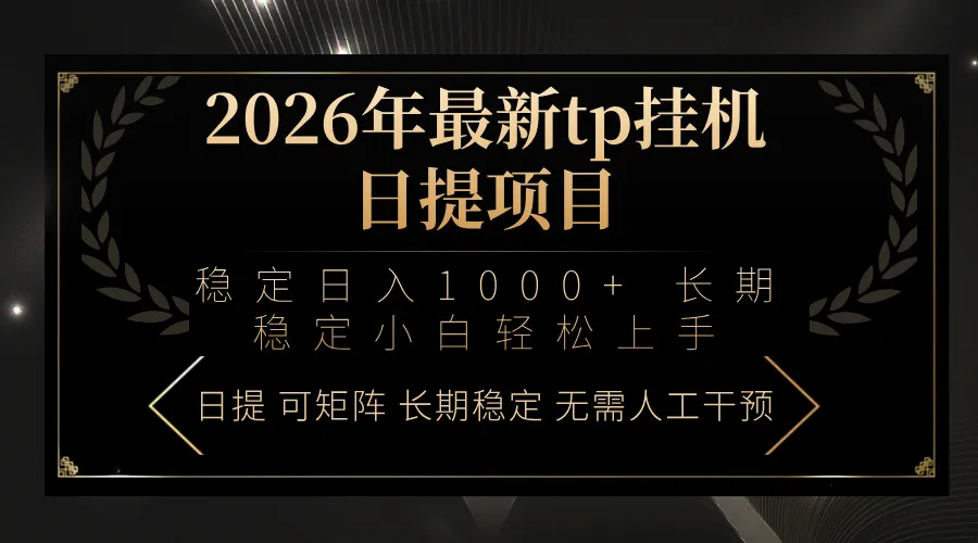 2026年最新tp挂机日提项目：稳定日入1000+小白轻松上手-豌豆轻创