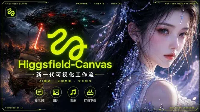 Higgsfield Canvas AI视频制作详解，节点式工作流搭建，重构新式视频创作完整教程-豌豆轻创