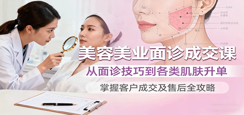 美容美业面诊成交课，从面诊技巧到各类肌肤升单，掌握客户成交及售后全攻略-轻创