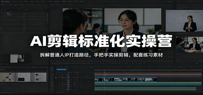 AI剪辑标准化实操营:拆解普通人IP打造路径,手把手实操剪辑,配套练习素材-豌豆轻创