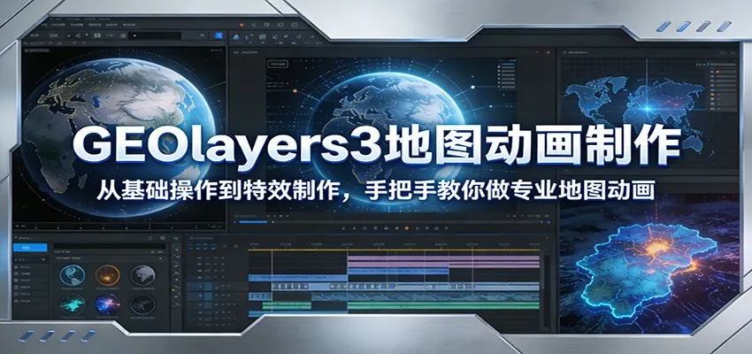 GEOlayers3地图动画制作：从基础操作到特效制作，手把手教你做专业地图动画-轻创