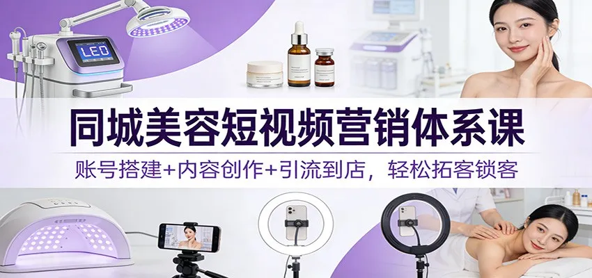 同城美容短视频营销体系课：账号搭建+内容创作+引流到店，轻松拓客锁客-轻创