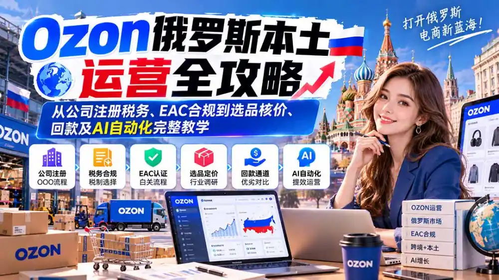 Ozon俄罗斯本土运营全攻略：从公司注册税务、EAC合规到选品核价、回款及AI自动化完整教学-豌豆轻创