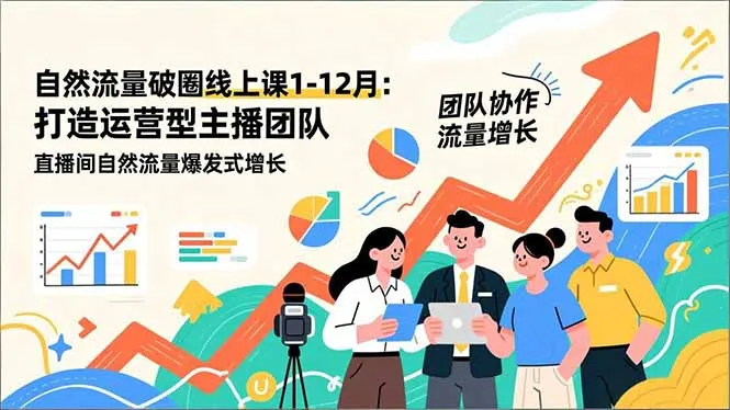 自然流量破圈线上课1-12月更新：打造运营型主播团队 直播间自然流量爆发式增长-轻创