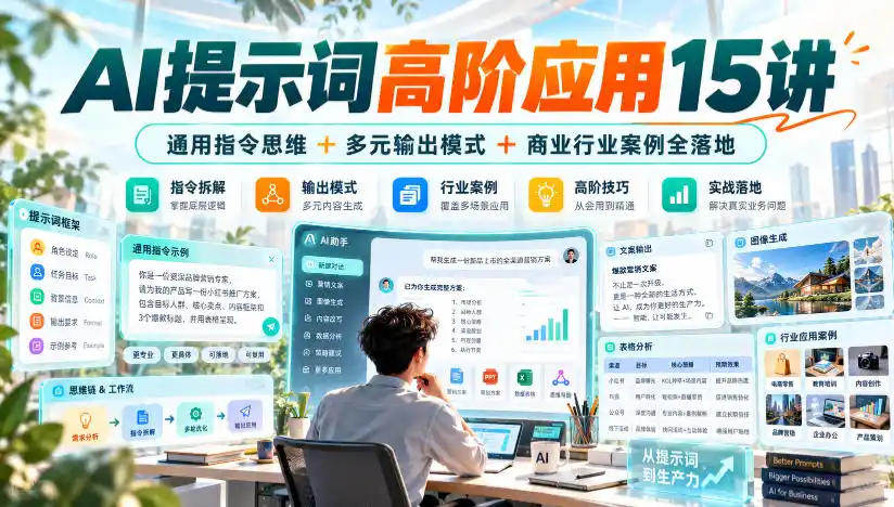 AI提示词高阶应用15讲｜通用指令思维+多元输出模式+商业行业案例全落地-豌豆轻创