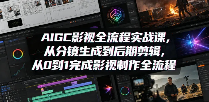 AIGC影视全流程实战课，从分镜生成到后期剪辑，从0到1完成影视制作全流程-豌豆轻创