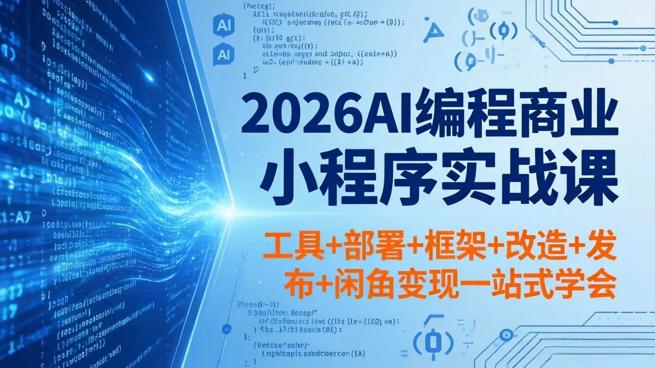 2026AI编程商业小程序实战课，工具+部署+框架+改造+发布+闲鱼变现一站式学会-豌豆轻创