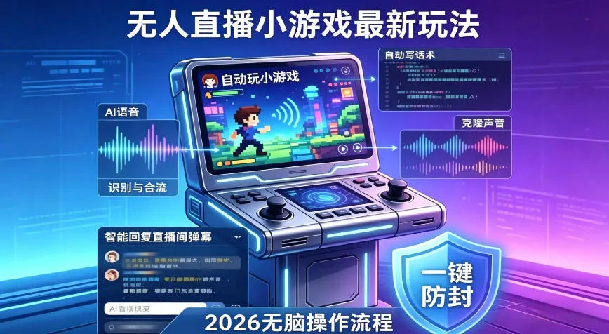2026年AI无人直播小游戏全流程，不违规不封号，开启创业副业增收之路，小白月入1w+【揭秘】-豌豆轻创