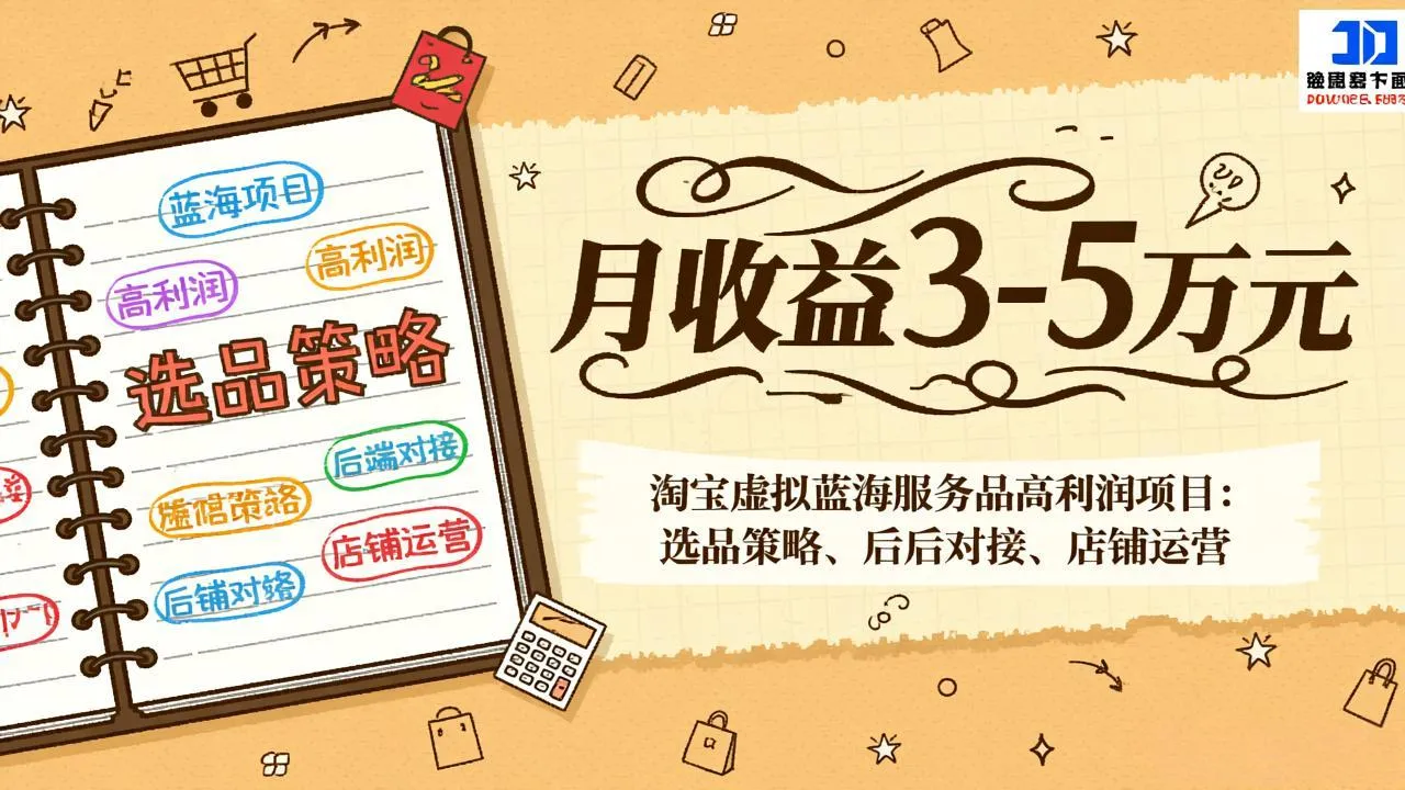 淘宝虚拟蓝海服务品高利润项目:选品策略、后端对接、店铺运营,月收益可达3-5万元-轻创