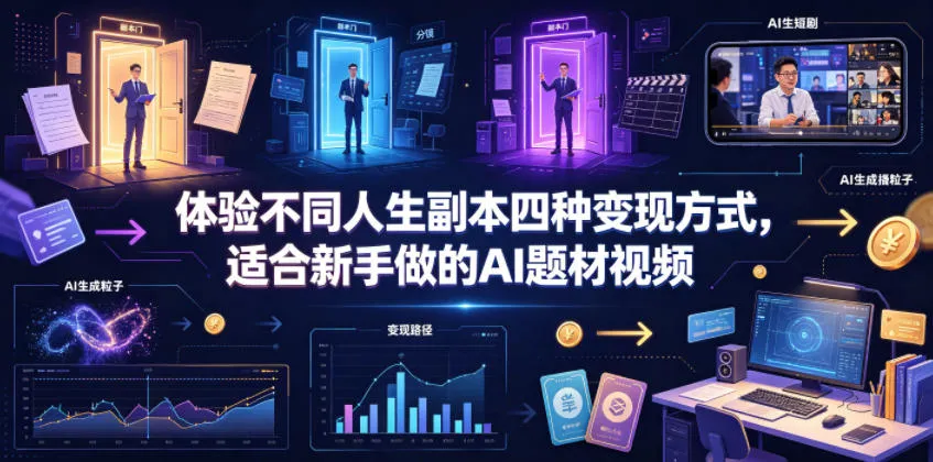体验不同人生副本四种变现方式，适合新手做的AI题材视频-豌豆轻创