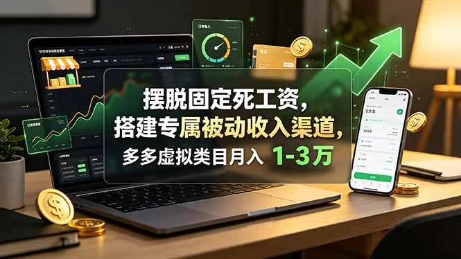 摆脱固定死工资，搭建专属被动收入渠道，多多虚拟类目月入 1-3 万-豌豆轻创