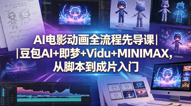 AI电影动画全流程先导课｜豆包AI+即梦+Vidu+MINIMAX，从脚本到成片入门-豌豆轻创