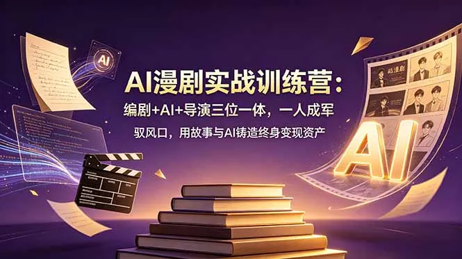 AI漫剧实战训练营：编剧+AI+导演三位一体，一人成军 驭风口，用故事与AI铸造终身变现资产-豌豆轻创