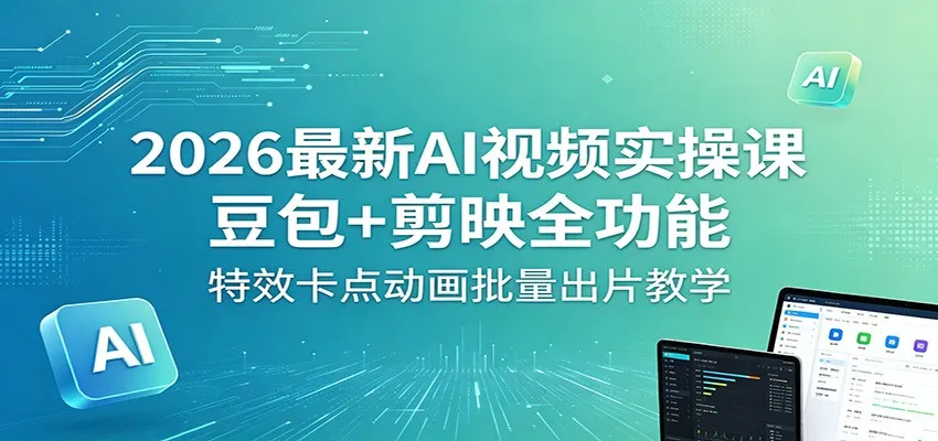 2026最新AI视频实操课：豆包+剪映全功能，特效卡点动画批量出片教学-豌豆轻创