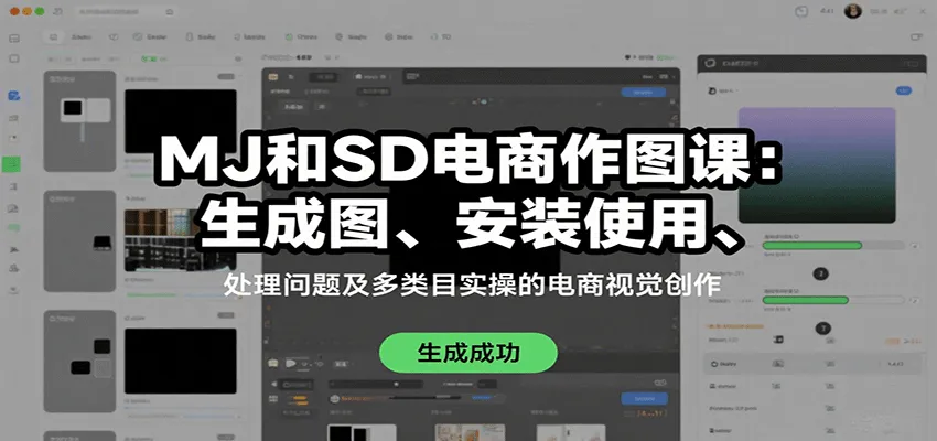MJ和SD电商作图课：生成图、安装使用、处理问题及多类目实操的电商视觉创作-轻创