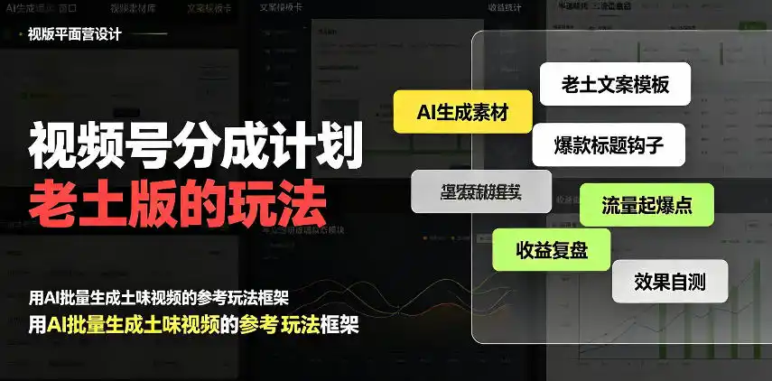 视频号分成计划老土版的玩法,流量爆炸,每天收益300+,纯靠AI生成,越土的玩法,越高级-豌豆轻创