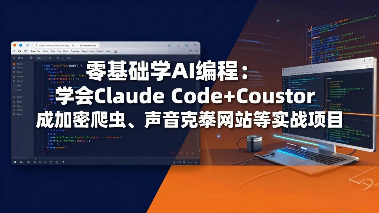 零基础学AI编程：学会Claude Code+Cursor完成加密爬虫、声音克隆网站等实战项目-豌豆轻创