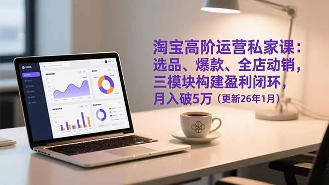 淘宝高阶运营私家课：选品、爆款、全店动销，三模块构建盈利闭环，月入破5万(更新26年1月-轻创