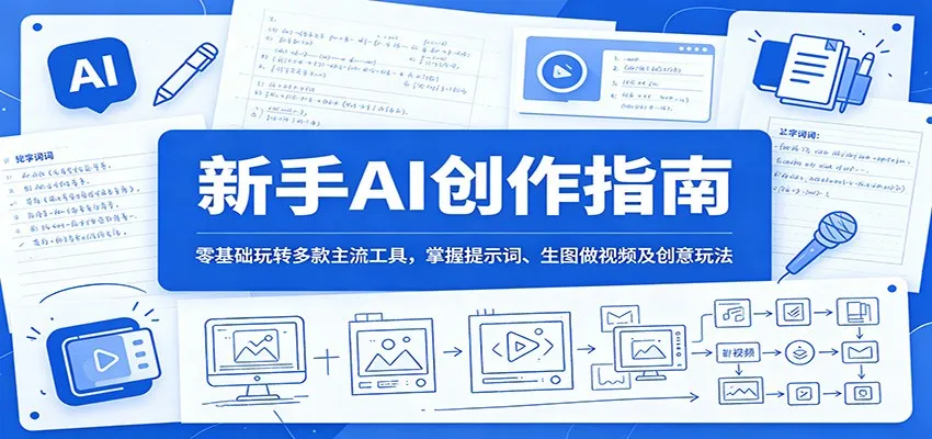 新手AI创作指南：零基础玩转多款主流工具，掌握提示词、生图做视频及创意玩法-豌豆轻创