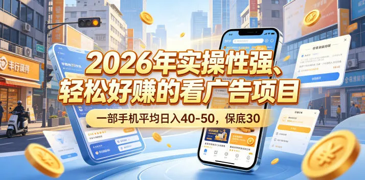 2026年实操性强、轻松好賺的看广告项目，一部手机平均日入40-50，保底30米【揭秘】-豌豆轻创