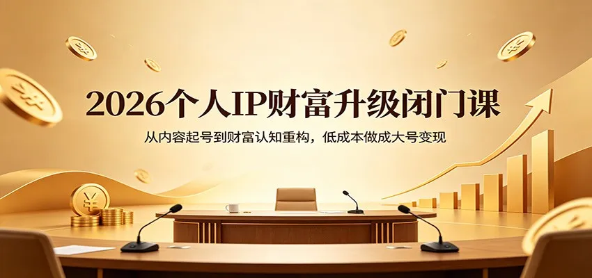 2026个人IP财富升级闭门课：从内容起号到财富认知重构，低成本做成大号变现-豌豆轻创