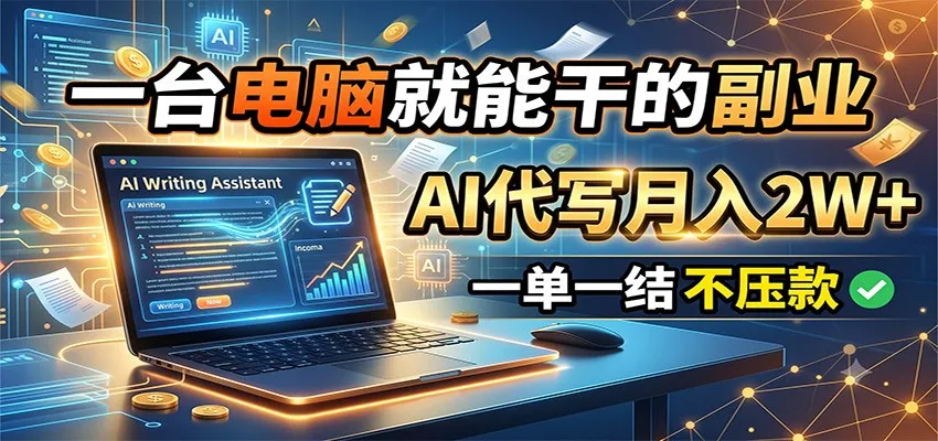 一台电脑就能干的副业,AI代写月入2W+,一单一结不压款-豌豆轻创
