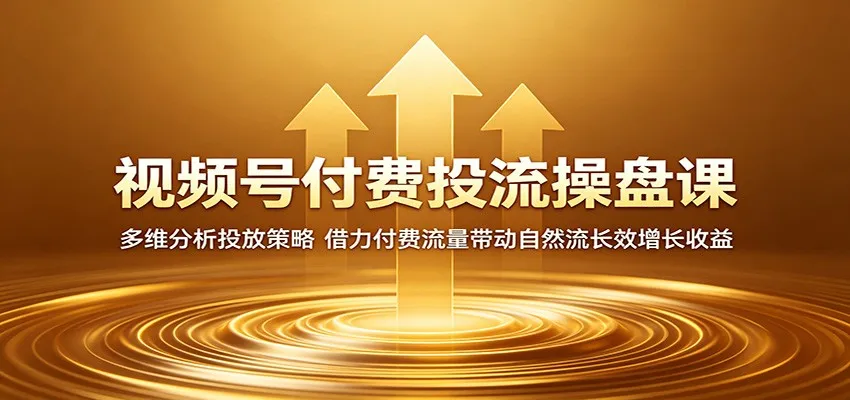 视频号付费投流操盘课：多维分析投放策略，借力付费流量带动自然流长效增长收益-豌豆轻创